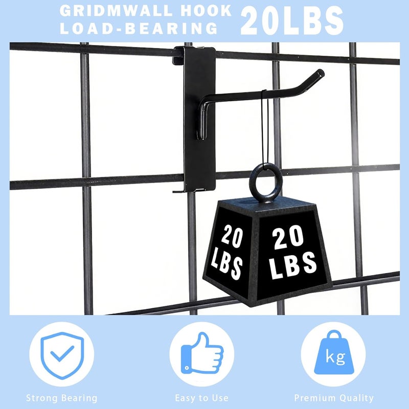 NEESEEYEE Gridwall Hooks 2 Inch, 32PC Heavy Duty Black Display Hooks for Grid Wall Panels, Grid Wall Accessory for Retail Store, Home Stroage, Garage, Trade Show - Image 4